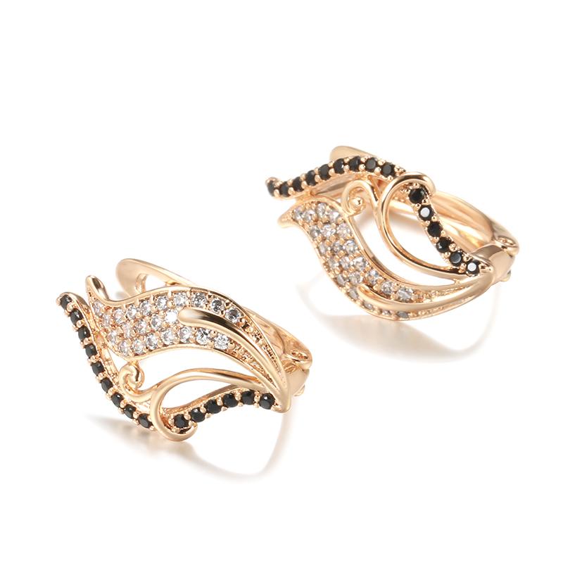 Vintage Hollow Black White Zircon Women Drop Earrings Fashion Gothic Jewelry Gifts
