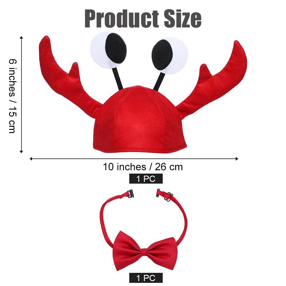 1 Set Funny Animal Crab Lobster Hat Red Wine Bow Tie Party Cap Boys Costume Fancy Hats  Easter Party