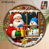 1pc Santa Claus Window View 2D Wooden Pendant Retro Holiday Tag with Gift Star Craftsmanship Snowman Details Festival Party Deco