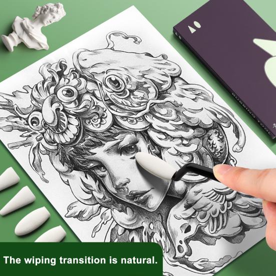 Бумага Art Blending Stumps Sketch Sponge Wipe 20 Сменные губчатые салфетки Sketch Drawing Trimmer Rase для выделения теней и коррекции