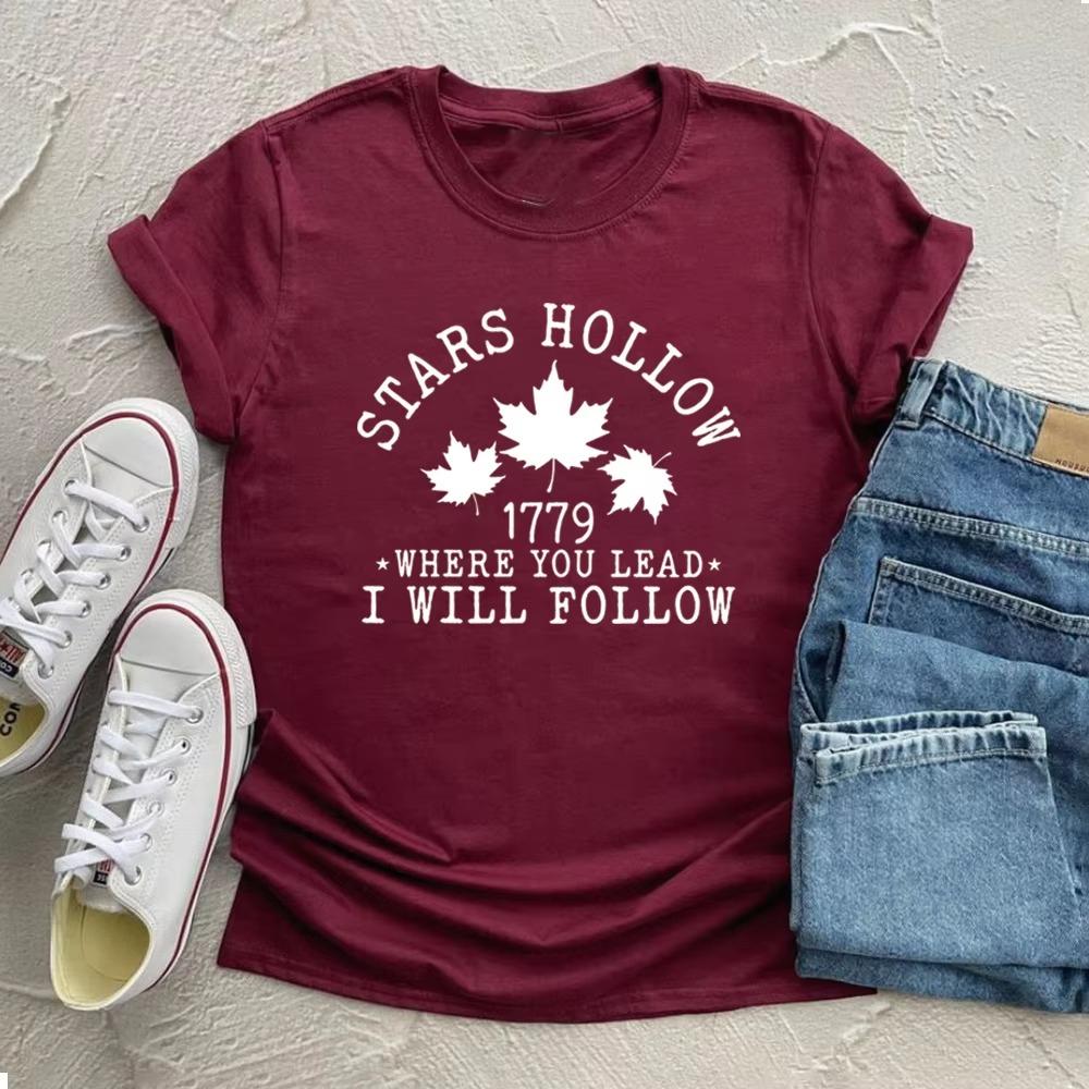 Футболка Stars Hollow Where You Lead I Will Follow Футболка Ретро Рукс Дайнер Рубашки Женские С коротким рукавом Топы