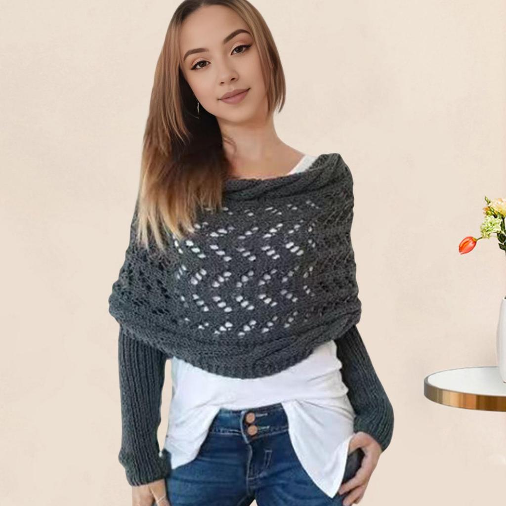 Вязаный шарф с косами и рукавами, однотонный ажурный узор для вязания крючком, женский шарф-шаль, свитер в стиле бохо