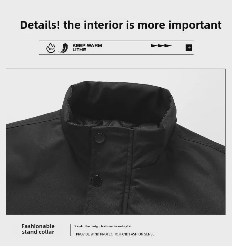 Мужская ретро однотонная зимняя рабочая куртка с воротником-стойкой