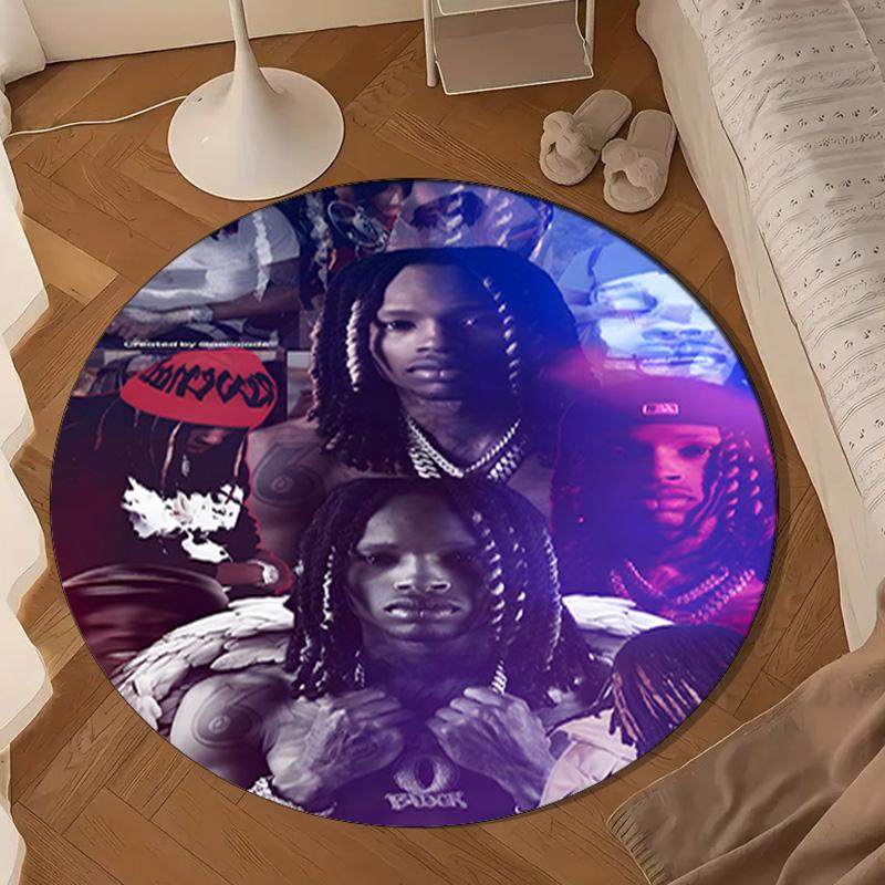Rapper With Chains And Tattoos Round Rug for Livingroom,Bedroom, Palyroom, Chair Rug, Area rug, Circle Carpet, Large Size Fan Christmas gift