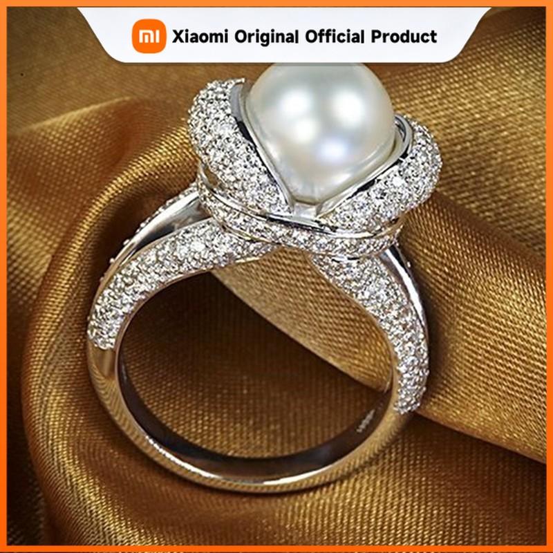 Xiaomi Huitan Модное Великолепное кольцо с имитацией жемчуга для женщин Роскошное обручальное украшение с блестящим кубическим цирконием Изящный подарок
