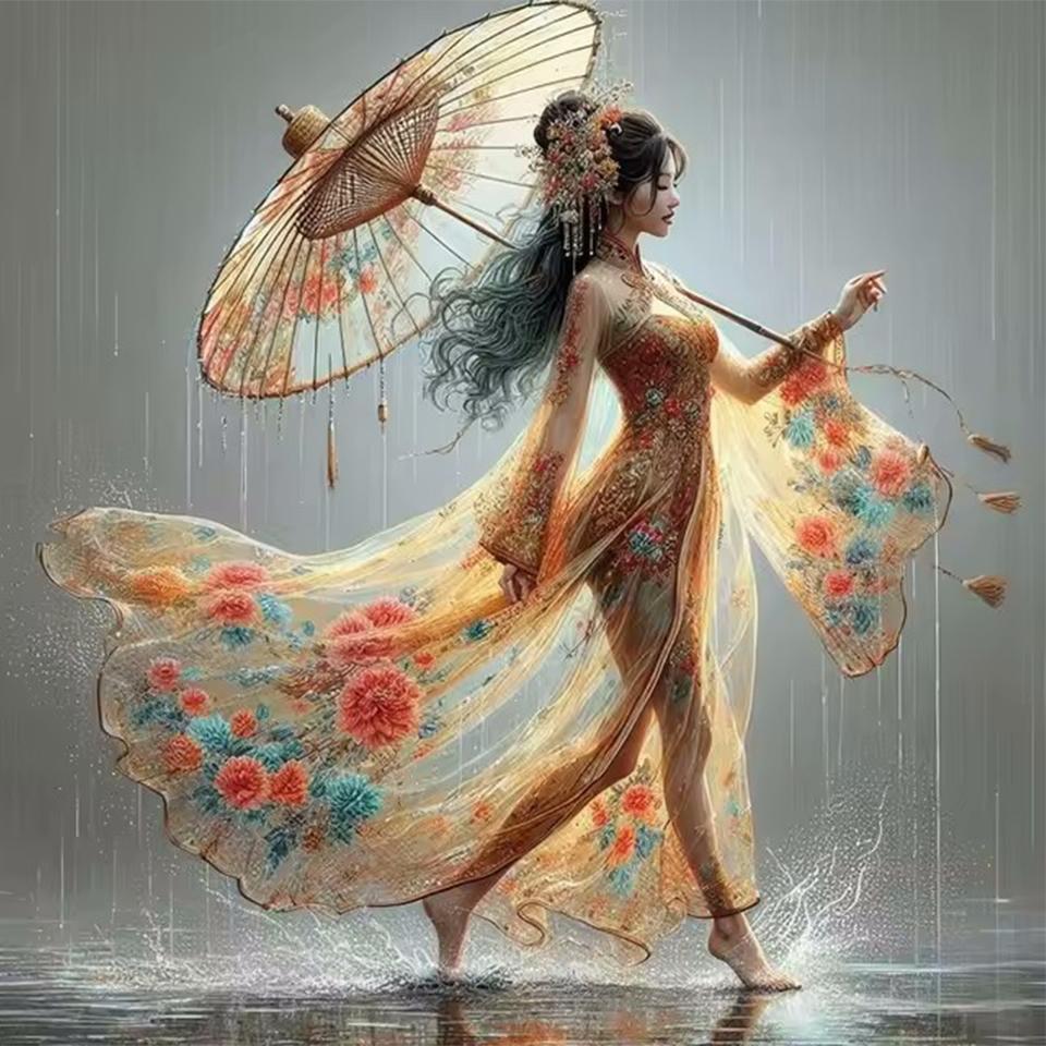 Картина со стразами Кристалл Декор Алмазная картина Женский зонтик 5D Вышивка крестом Алмазная вышивка Алмазная картина