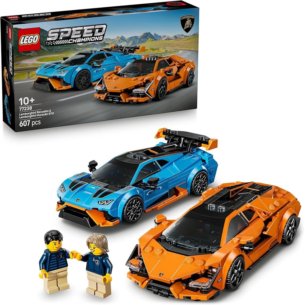 LEGO Speed Champions Lamborghini Revuelto & Huracn STO Building Toy Set for Kids Ages 10-12 with Mini Cars and Figures
