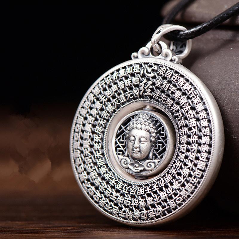 Подвеска «Благословение сердца Сутры Будды» для женщин и мужчин, ювелирные изделия, вращающееся ожерелье «Татхагата Парамита», ожерелье из Священных Писаний, мужские аксессуары