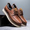 Extra Size Genuine Leather Men's Shoes - Korean Style Workwear with Big Toe Design, Size 38-49 (Model A008)