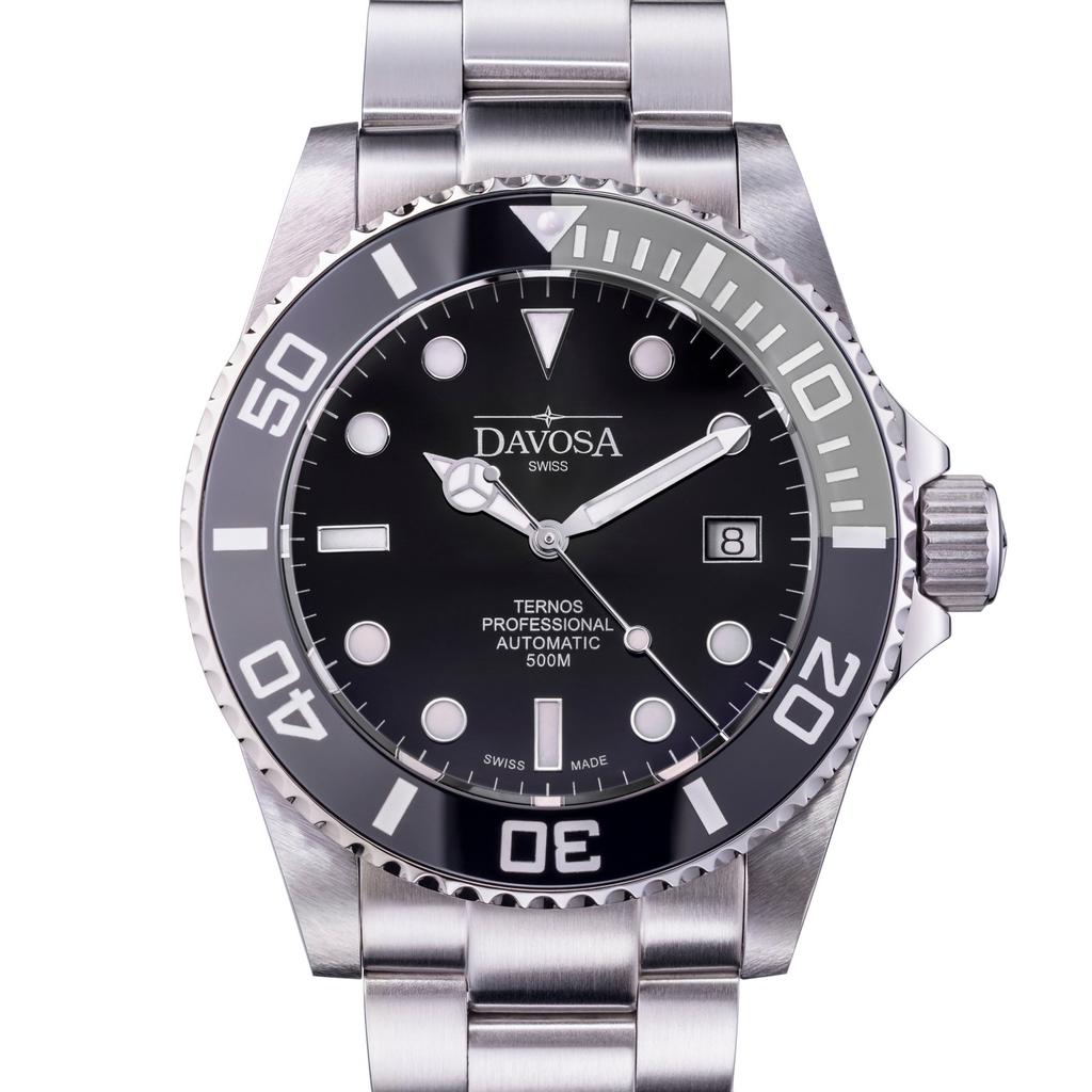 Механические автоматические часы 50 ATM водонепроницаемые Ternos Professional Silver [Davosa] 161.559.95 мужские