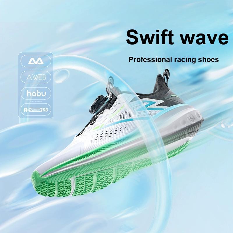 Anta Hailang Lite Mesh Professional Physical Test Wear Durable Breathable Low Top Kids Running Shoes Kids Sneaker Lake-Blue White Black 312325534H-2