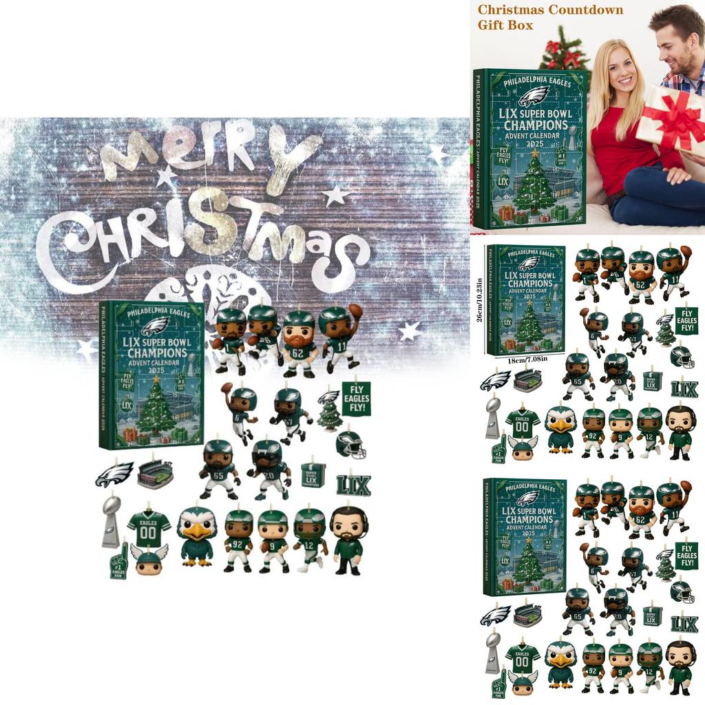 Рождественский календарь Philadelphia Eagles в формате «слепой коробки» с акриловыми украшениями для подарков на праздничную вечеринку