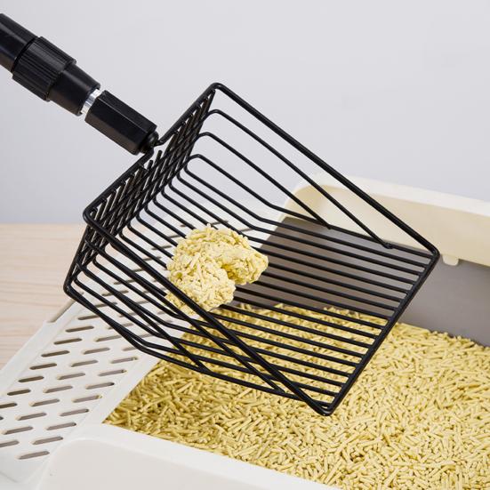 Металлический совок для кошачьего туалета, многоразовая сверхмощная лопата для просеивания со съемной регулируемой длинной ручкой для собак в курятнике