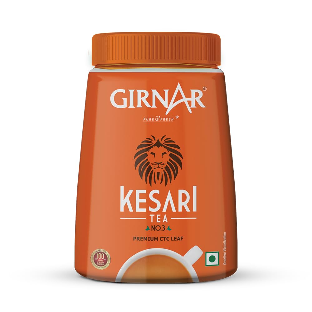 Girnar Kesari Tea No.3 Assam Loose Leaf Black Tea 1 Kg Jar Rich Aroma Strong Flavor Daily Brew For Morning Evenings