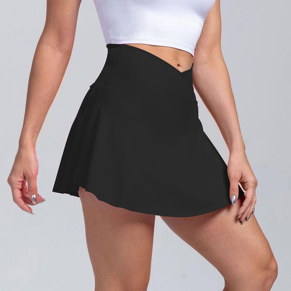 Женская спортивная короткая юбка, шорты для йоги, брюки-юбка, теннисная юбка, уличная юбка для йоги с высокой талией