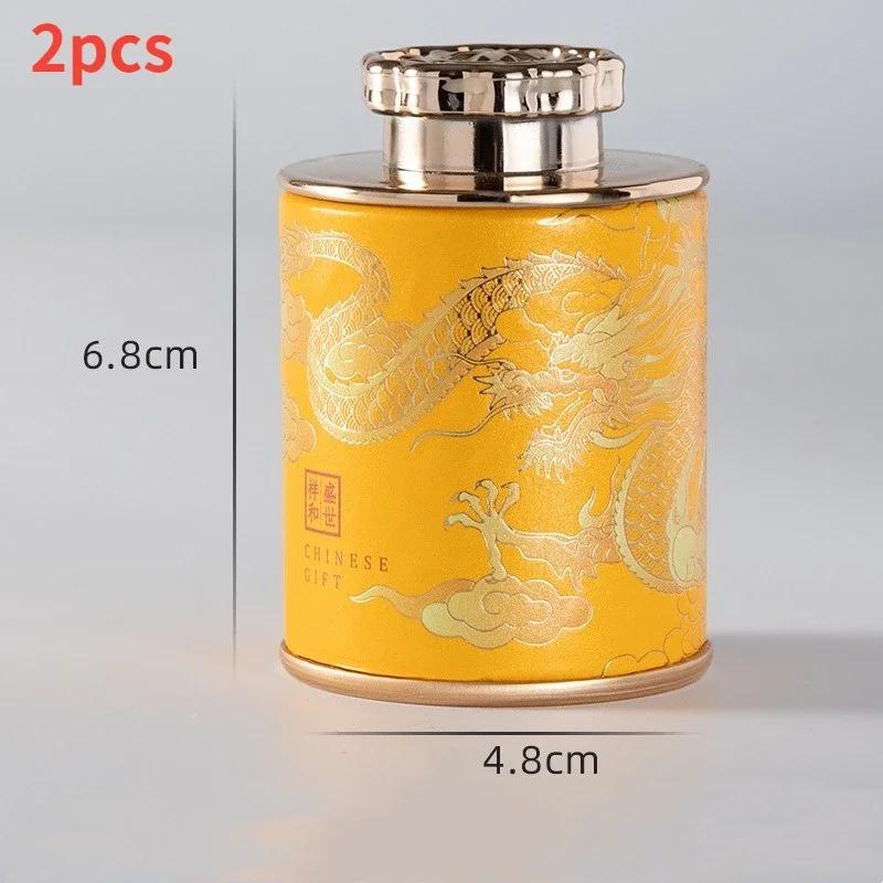 Chinese Dragon Empty Tea Can Household Mini Green Black Tea Sealed Can Portable Tea Packaging Box Paper Storage Jars As Souvenir
