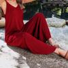 1Set Polyester Fiber Fashion Knitting Sexy Backless Solid Color Trousers Casual with The Pocket Women's Suspender Jumpsuit
