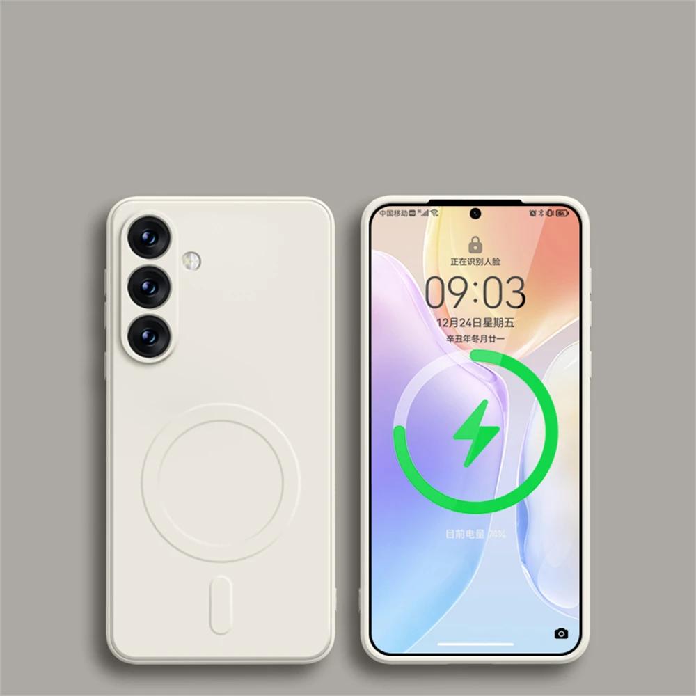 Original Liquid Silicone Magnetic Wireless Charge Case For Samsung Galaxy S24 S23 S22 S21 Ultra Plus FE Magsafe Shockproof Cover