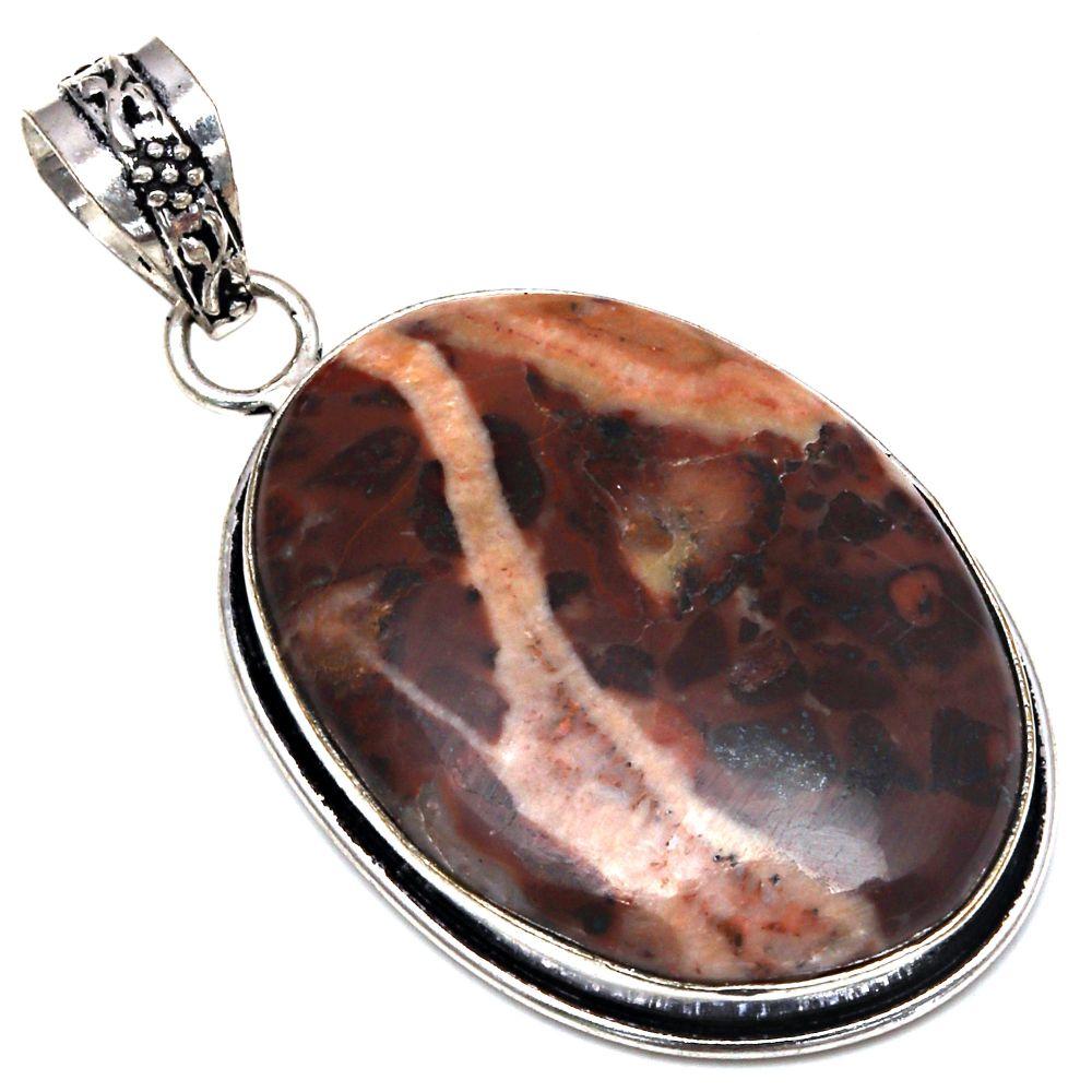 Pendant Designer Jasper Gemstone Handmade Mother Day Silver Jewelry 2"