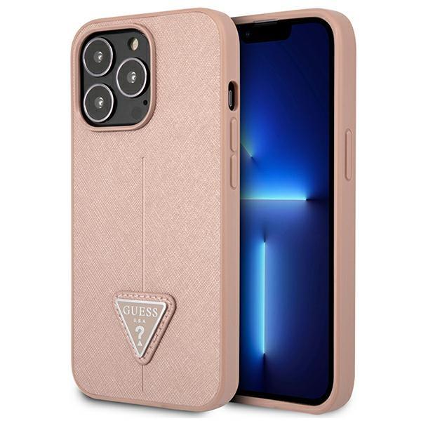 Etui do iPhone 13 Pro 6,1" Guess Różowe Saffiano z Logiem