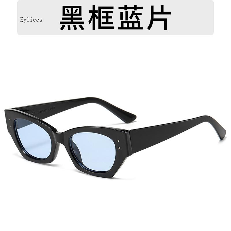 Винтажные маленькие солнцезащитные очки «Кошачий глаз» с заклепками для женщин, модные, роскошные, дизайнерские, полигональные, «Кошачий глаз», УФ400