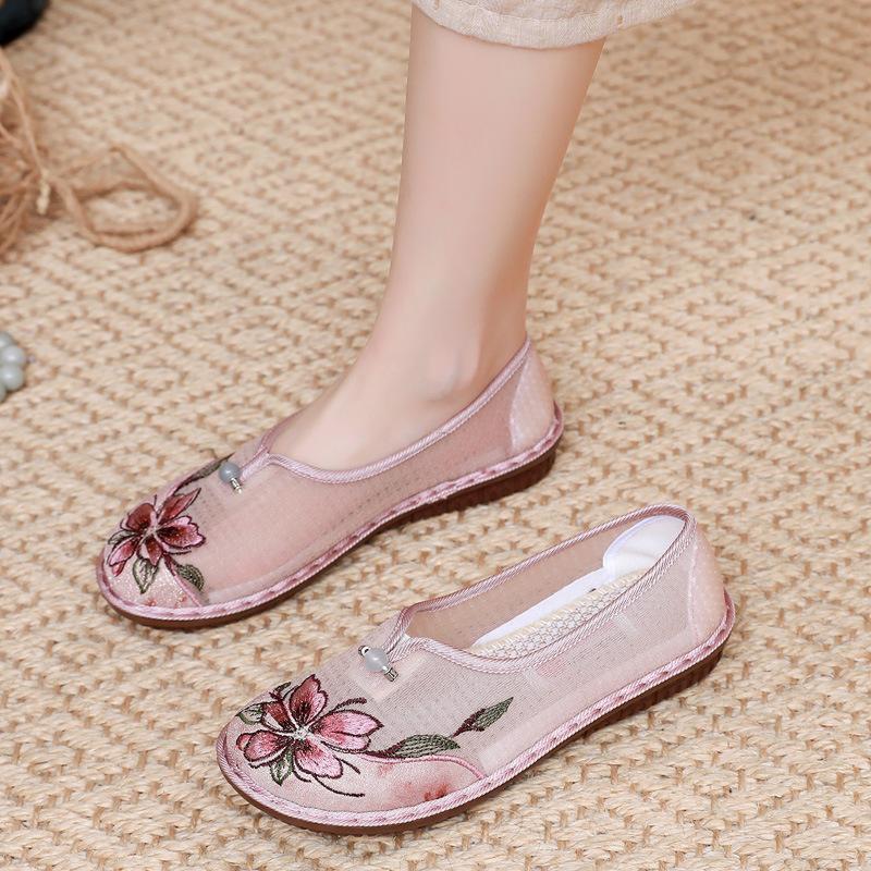 Старые пекинские тканевые туфли, летние новые сетчатые женские туфли, удобные и дышащие, этнические туфли для мам, модные старинные туфли ханьфу