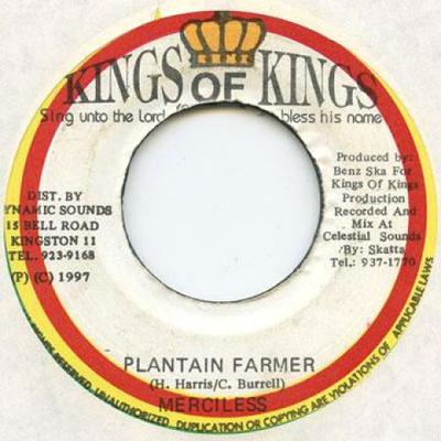 7-дюймовая пластинка MERCILESS - Plantain Farmer Kings Of Kings 1997 Ямайка Регги, Ска и Даб