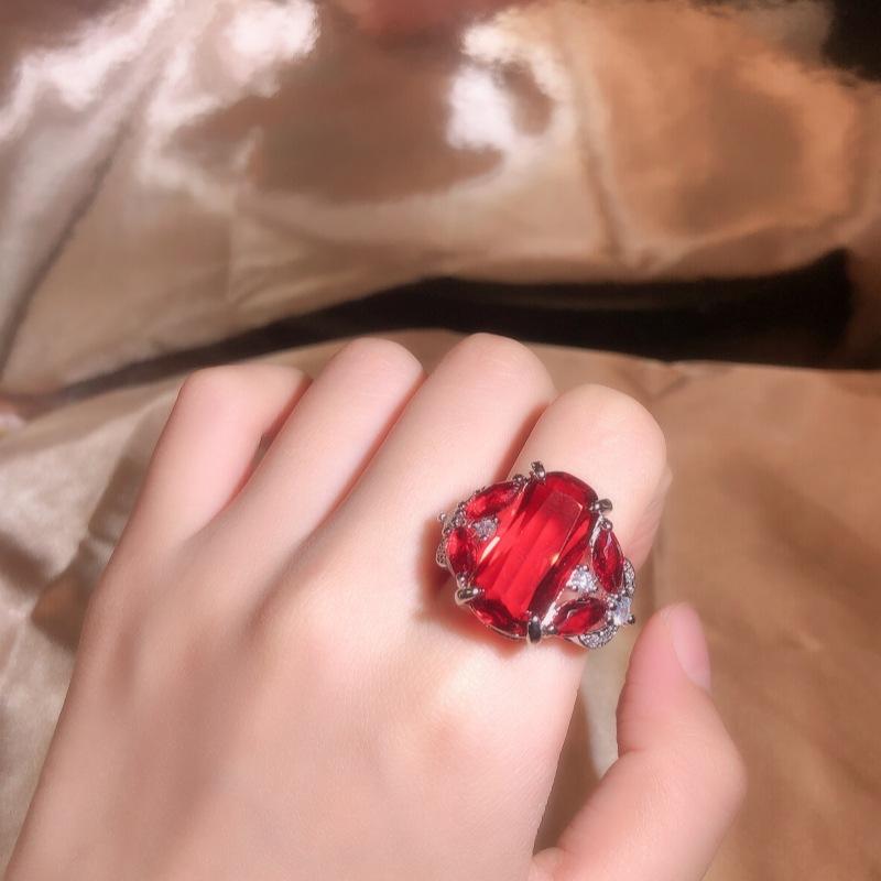 Кольцо для помолвки с натуральным рубином, европейская и американская мода, кольцо в форме глаза, серебряные ювелирные изделия