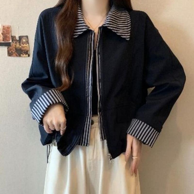 Coat for Women Cotton Autumn Winter Thickened Casual Oversize Straight-Shoulder Long-Sleeve Short Jacket