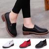Women Simple Style Leather Shoes Loafers Mom Shoes