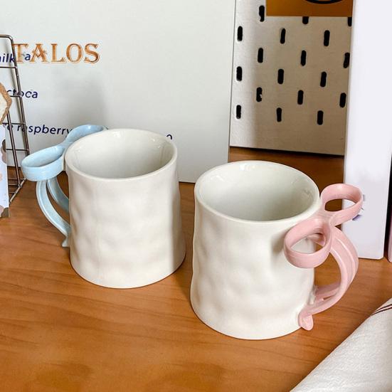 Керамическая кофейная кружка, элегантная чайная чашка для женщин, праздничная кружка с бантом и ручкой из ленты, кружка для горячих и холодных напитков, подарки на день рождения Святого Валентина