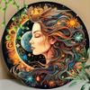 Round Wooden Mark A Beautiful Woman for Home, Living Room, Coffee Shop, Wall Decoration Art, Decorative Wall Poster