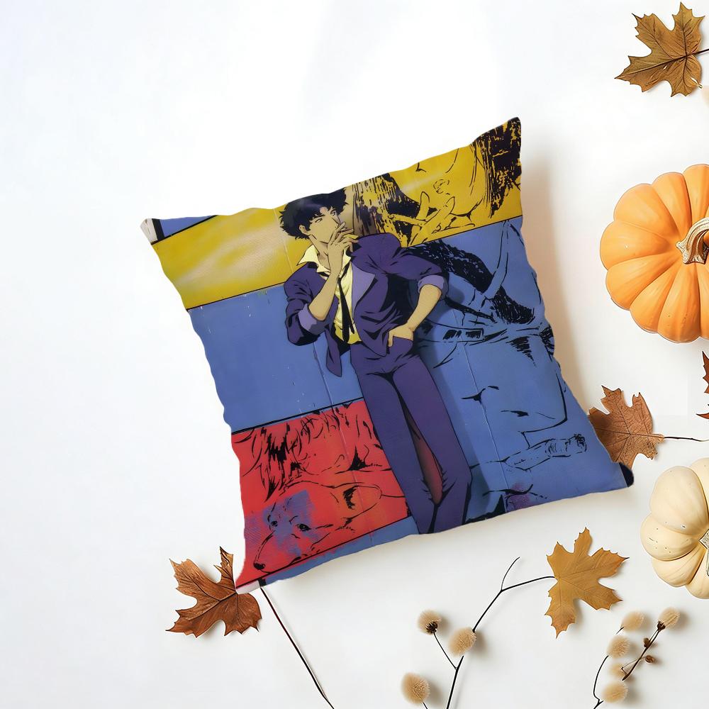 CCowboy Bebop Cushion Cover Washable Linen Pillowcase Soft for Daily Sofa Bed Home Room Decor