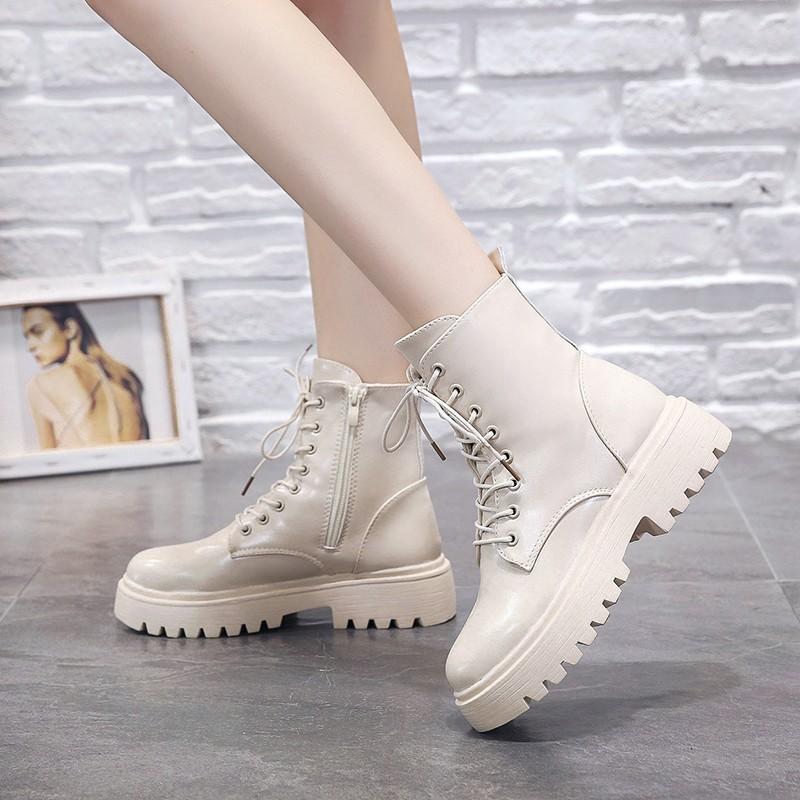 Winter Women Boots Fashion Martin Ankle Boots Woman Shoes Platform Boots Lace -Up Ladies Motorcycle Booties Zapatos De Mujer