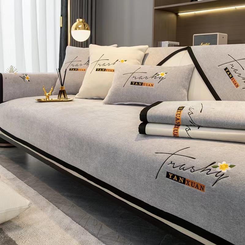 Мягкий шенилл с вышивкой Four Season Universal Sofa Полотенца, Г-образный секционный противоскользящий чехол для дивана для гостиной