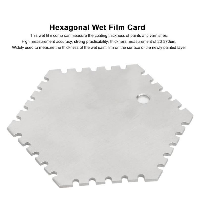 CO100-1 20-370um Wet Film Thickness Gauge HIgh Accuracy Stainless Steel Hexagonal Wet Film Comb Card Thickness Gauge Meter