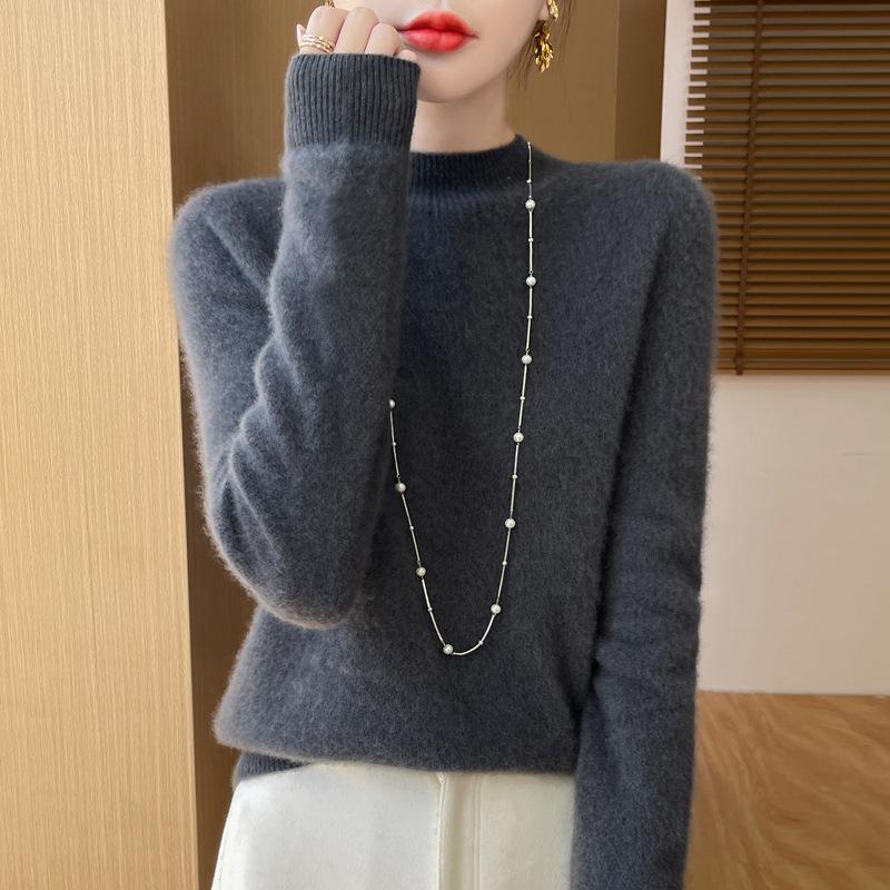 DAFIFY Women's Fashion Casual Fall Winter Solid Color Print Long Sleeve Half Turtleneck Sweaters