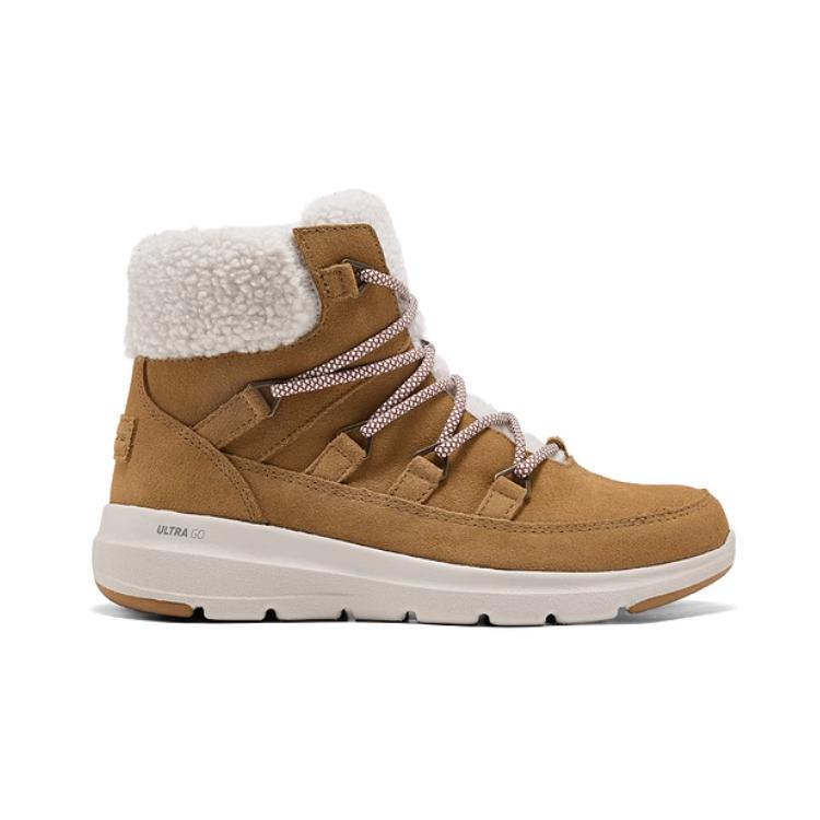 Skechers Удобные короткие зимние ботинки из ткани для ношения в дороге Женские ботинки Коричневые 144187-CSNT
