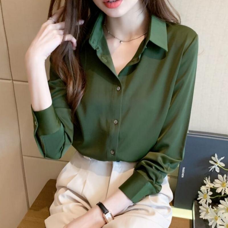Shop Women S baSic Collared Long Sleeve blouSe Wdm Wbl Kpp8236
