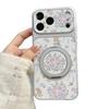 Цветочный Кролик Вращающаяся подставка Подходит для Apple iPhone16/17Pro чехол для мобильного телефона 15 Гальваническое покрытие большое окно 14 наборов