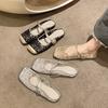 Women's Mesh Yarn 2025 Muller Flat-bottomed Sandals Summer New Bag Head Slippers Women Wear Xiaoxiangfeng Bag Head Half Slippers