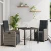 vidaXL 3-piece Garden Dining Set with Gray Polyrattan Cushions 3380323
