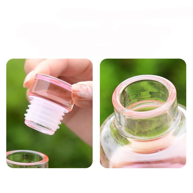 500ml Portable Water Bottle Heat Resistant Sealed Leak Proof Glass Bottle with Time Scale Student Outdoor Exquisite Water Cup