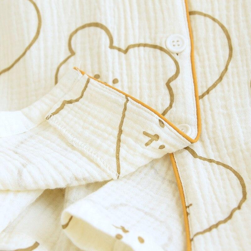 Новые летние женские пижамы с короткими рукавами, шорты из двух предметов, 100% хлопок, креп, большой размер, милый домашний костюм, женская одежда для сна kawaii