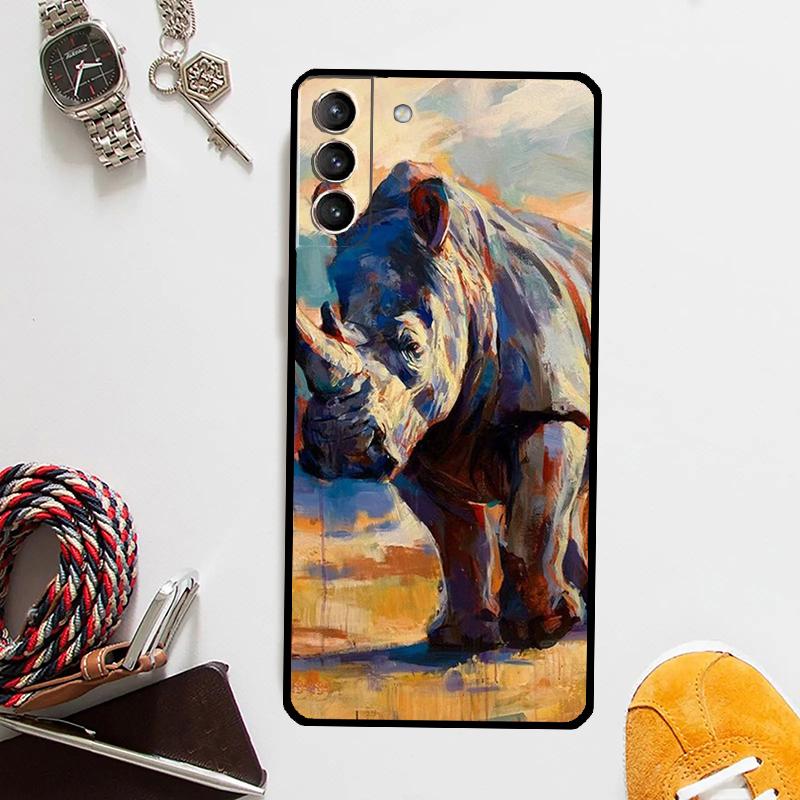 Чехол для телефона с изображением носорога для Samsung Galaxy S24 Ultra S22 Plus S20 S21 S23 FE Note 20 10 S8 S9 S10