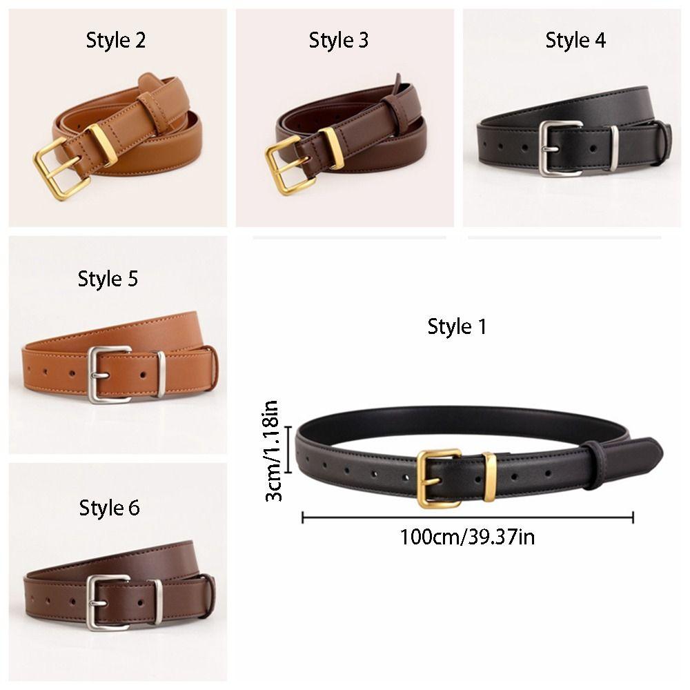 Simple Fashion Leather Belt Adjustable Solid Color Waistband Belt Metal Buckle Thin Decorative Belt Coat