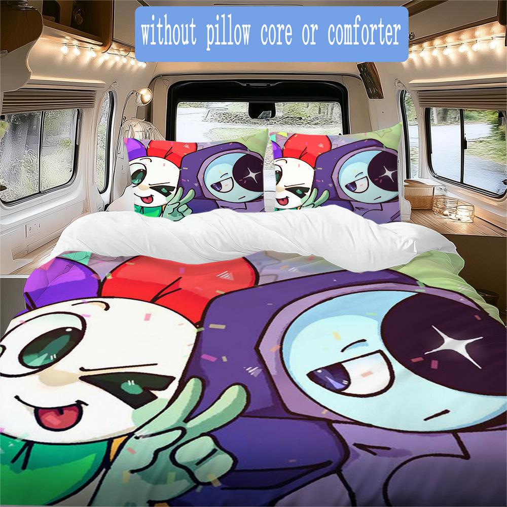 Dandy's World Cartoon Game Pattern Bedding,Quilt Set Quilt Cover Pillowcase Home Birthday Gift (1*duvet cover+2*pillowcase,without core)ZSJT0917001