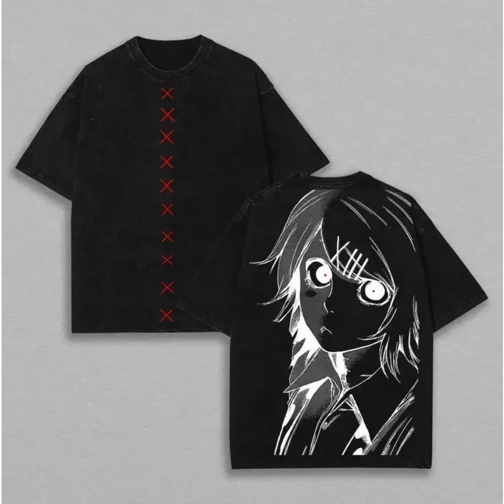 Футболка с принтом Tokyo Ghoul Juuzou Suzuya Мужская Женская с коротким рукавом Одежда Футболка из стираного хлопка Ретро Повседневная Футболка Харадзюку
