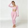 Women Tight‑Fit Yoga 2‑Piece Set, High‑Waist Quick‑Dry Long‑Sleeve Workout Outfit for Outdoor Running Fitness