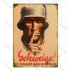 BarCafeVintageArt Не шуметь Металлическая табличка - Винтажный немецкий плакат, Табличка для пещеры|Отлично подходит для украшения домашнего бара, гаража, кафе и гостиной